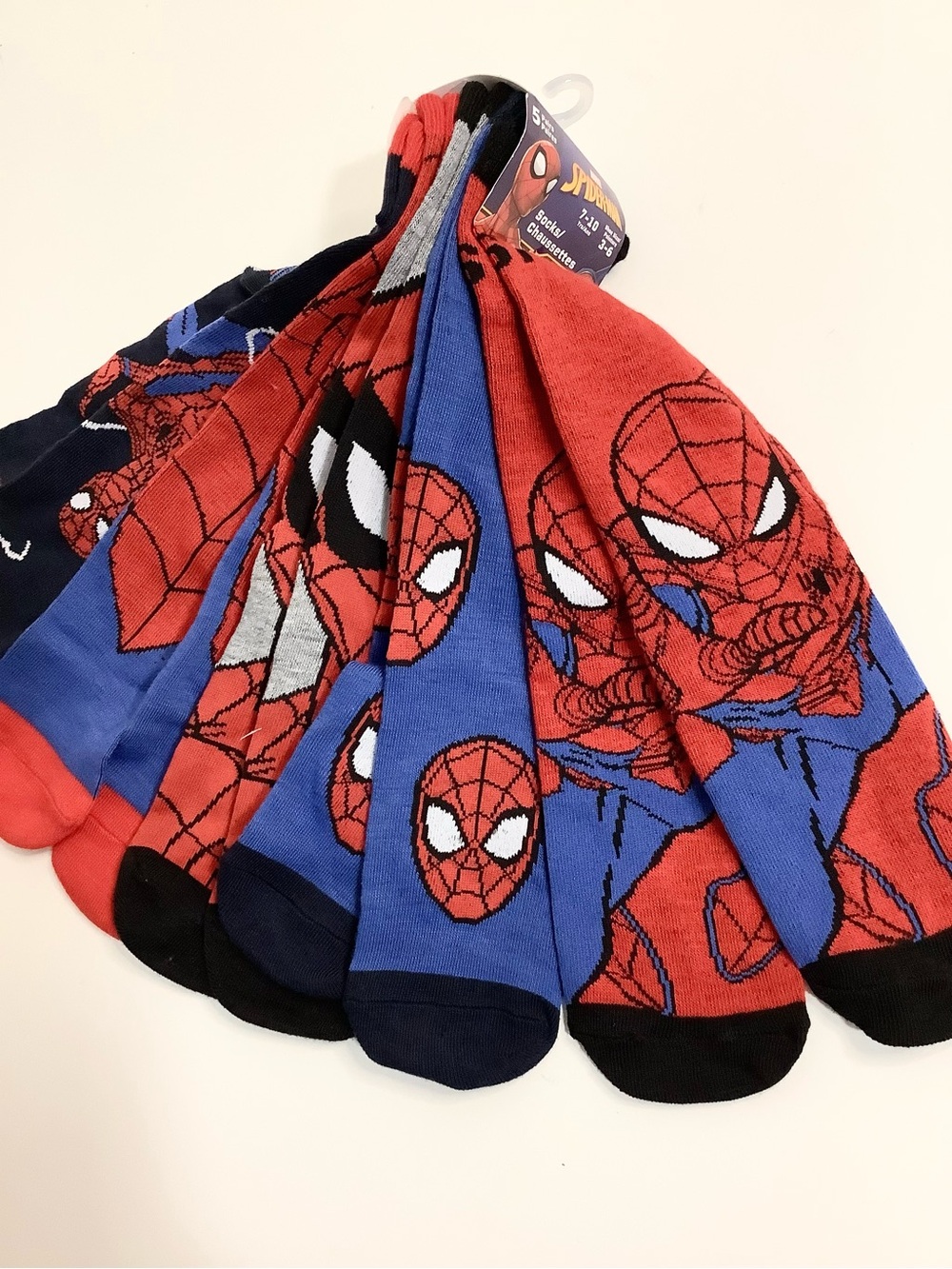 NEW Spiderman Marvel 5 Pairs Big Kid’s Socks 7-10 years , Shoe Size 3-6